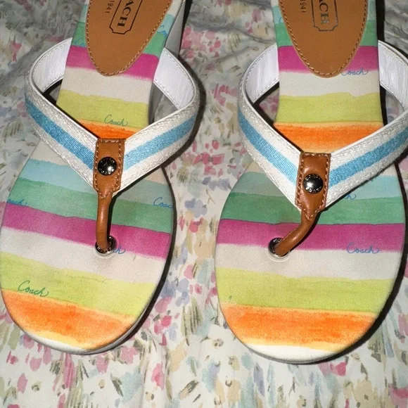 Coach Colorful Striped Sandals - Picture 6 of 7